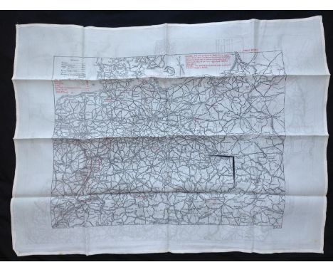 WW2 British RAF Silk Escape and Evasion map 9U/R 9C of France and Germany.