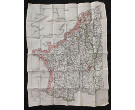 WW2 British RAF Silk Escape and Evasion Map 9U/R 9C (a) of France and Germany.