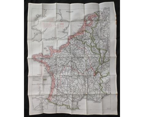 WW2 British RAF Silk Escape and Evasion Map 9U/R 9C (a) of France and Germany.