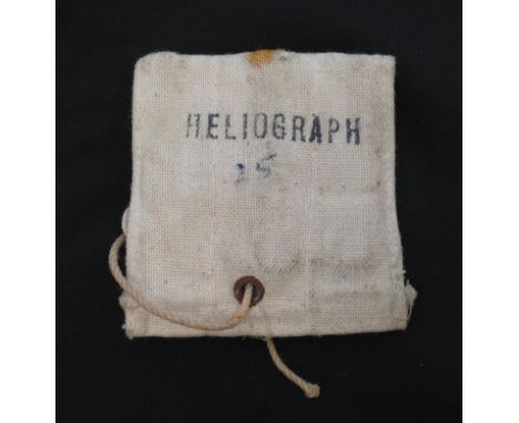 WW2 British RAF 1941 Pattern Emergency Heliograph signalling mirror in original canvas pouch with sighting stick. As kept in 