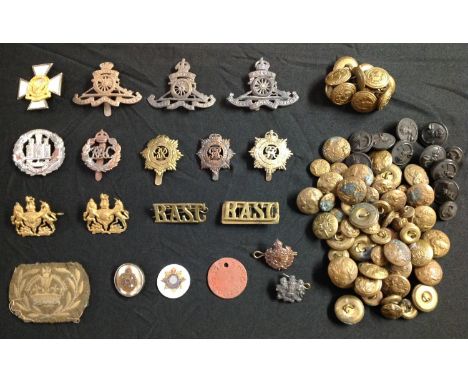 WW2 British cap badges for Northamptonshire Regiment, RASC x 3, RA x 3, RAC, General Service Corps x 2,Air Training Corps Cha