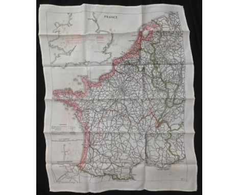 WW2 British RAF Silk Escape and Evasion Map 9U/R 9C (a) of France and Germany.