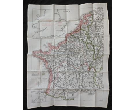 WW2 British RAF Silk Escape and Evasion Map 9U/R 9C (a) of France and Germany.