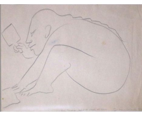 Jean Charlot (French/Mexican, 1898-1979), "How to Wash at Home," 1933, pencil on paper, signed and dated lower right, dedicat