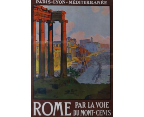 Georges Dorival (French, 1879–1968), "Rome, Par la Voie du Mont- Cenis, color lithograph and offset poster, print signed in p