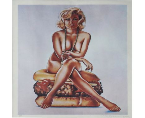 Mel Ramos (American, 1935-2018), “Virna Burger,” 1965, offset color lithograph, signed lower right, edition VIII, sight: 19.2