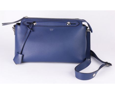 A Fendi small calfskin by the way boston megnta bag is crafted of calfskin leather in navy blue, the shoulder bag features le