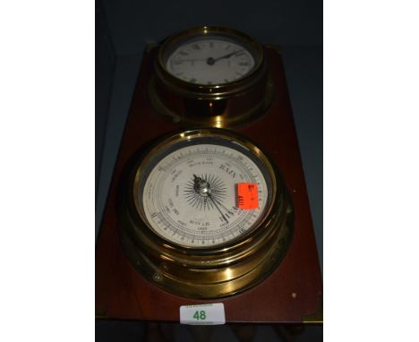 A nautical style clock and barometer set by Metamec