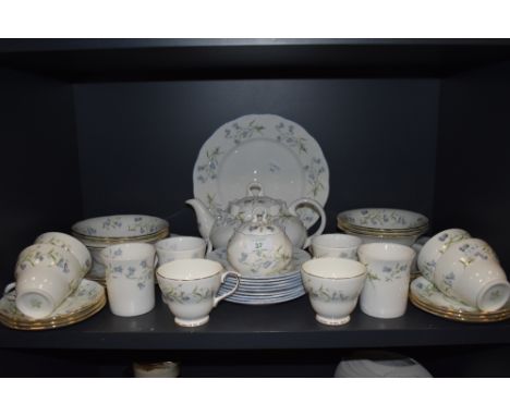 A selection of tea and coffee ceramics including cups saucers and teapot including Duchess and Crownford China