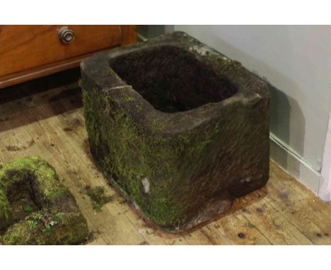 Weathered deep garden trough, 63cm by 46cm by 40cm