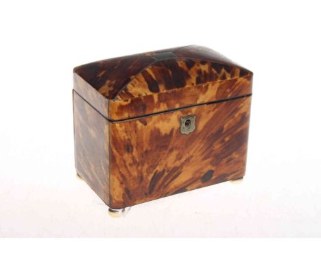 Early 19th Century tortoiseshell two compartment caddy