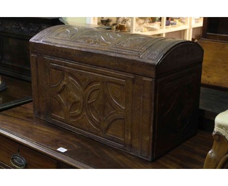 Leather embossed dome trunk, 60cm by 37cm