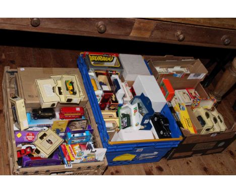 Three boxes of assorted model vehicles mostly boxed as new
