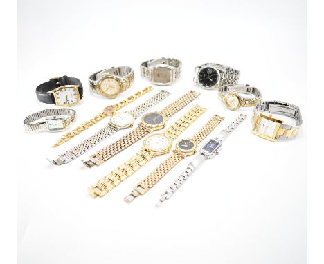 A collection of vintage 20th century gentleman's and ladies wrist watches to include Everite, Calvin Klein, Limit, Pierre Car