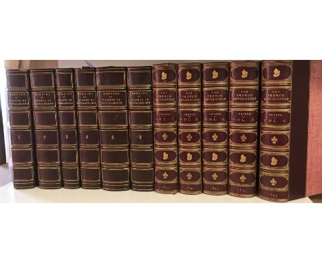 Bindings.THIERS (L A) The History of the French Revolution, in 5 vols, London: Bentley 1895, 8vo, illustrated, half morocco b