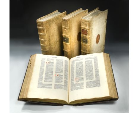 BIBLIA LATINA.[Strasbourg: Adolf Rusch, in part for Anton Koberger, not after 1480]. First edition Latin Bible with the Gloss