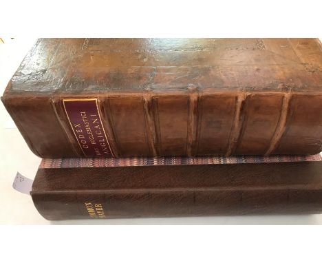 GIBSON (Edmund)Codex Juris Ecclesiastici Anglicani, 2 vols. in one, London: for R. Whitledge 1713, thick folio, titles in red