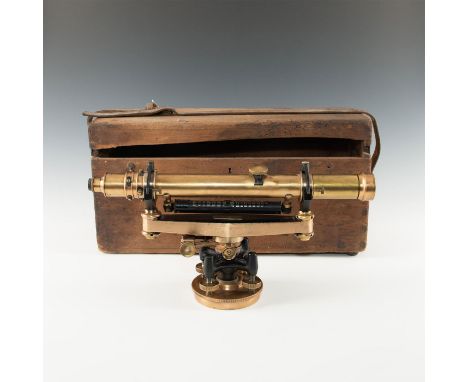 Large brass sighting instrument US made, in wood and leather box.Produced in the heyday of San Francisco's A. Lietz Company's