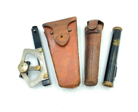 In original leather carry cases; brass, black lacquer; working.This set of US-made, Dietzgen surveying tools would have been 