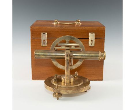 Solid brass construction 2-axis transit with levels, table stand.Great display model of a traditional surveyor's transit scop