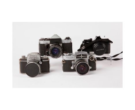 Miranda Sensorex, Asahi Pentax MV, Ihagee Exa, East German SLREast German camera is missing its badge, but is likely an Ihage