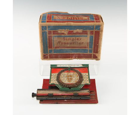 Original model printed 36 characters. Original packaging.Produced ca. 1934, Model A Simplex typewriters were  inexpensive alt