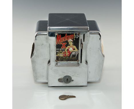 Chrome plated dual dispenser with original fortune cards, key.Produced in the 1950's byï¿½F. E. Erickson Co. Inc. of Californ