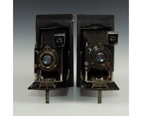 Black leatherette and chrome, with black enamel and brass accents.Kodak Autographic cameras are equipped with hatches in the 