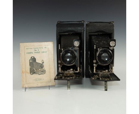 A decorative pair of No. 3A autographic model C cameras.A pair of folding cameras, excellent for display or restorative purpo