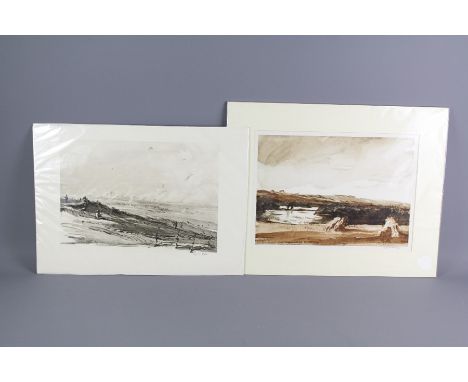 A Pair of Original Signed Muirhead Bone Lithographs; the lithographs dd 1916 depicting the Battle of the Somme Dogfight, the 
