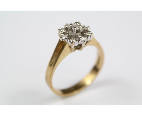 A 14ct Yellow Gold Floral Diamond Ring, size N, approx 3 gms.