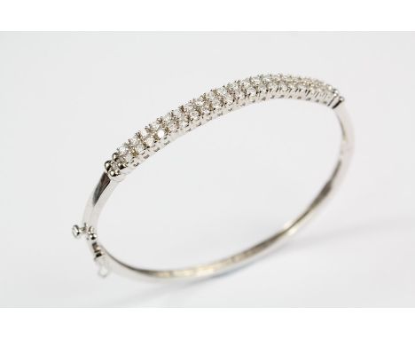 A Silver and Cubic Zircon Bangle