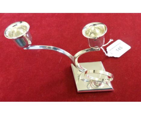 A Scandinavian sterling silver Modernist two light candelabra, 950 stamped