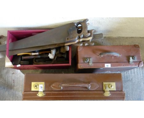 A selection of hand tools, together with two suitcases (3)