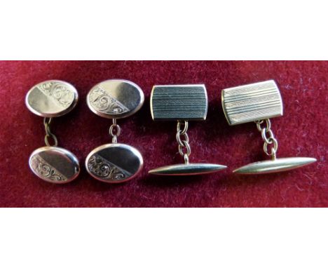 Two pairs of 9ct gold cufflinks, 8.5gms