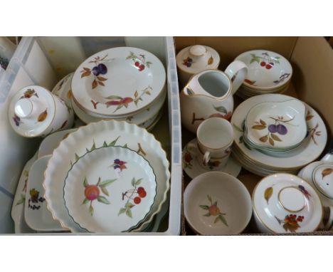 A collection of Royal Worcester Evesham Vale dinner ware, in two boxes