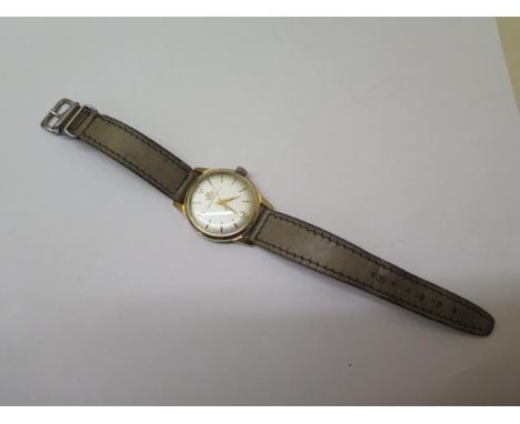 A vintage gold plated stainless steel back manual wind gents wristwatch, the dial signed Watches of Switzerland - case 32mm w