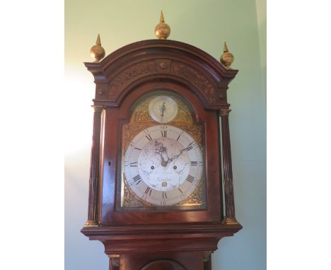 A good quality 8 day striking longcase clock with a 12" arched brass dial, signed John Myers London, having a secondary dial 