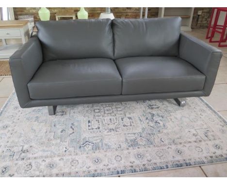 An ex display Italia Living grey leather 2/3 seater sofa, top quality and as new - retails at £2299 - width 193cm  - as new, 