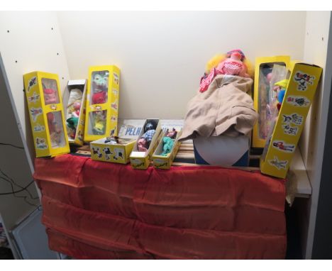 A Pelham Puppet light weight theatre and nine Pelham Puppets including Ventriloquial puppet - all boxed, boxes have wear to s