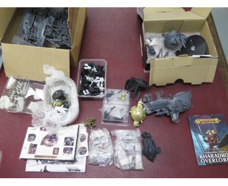 An assorted 1st of Warhammer Age of Sigmar and miniature lead Swiss Army figures, Chaos dwarfs 