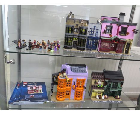 A lego Harry Potter Diagon Alley, Ollivandes Wand Shop and Scribbulus, Quality Quidditch supplies and The Daily Prophet, Flou