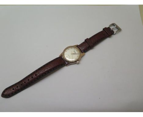 A vintage Mudu gold plated and stainless steel back Doublematic gents wristwatch - 31mm wide - minor spotting to dial but run