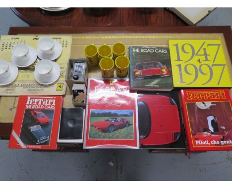 Ferrari - A good collectors lot including a 1982 Maranello calendar, four Maranello cups and saucers and five mugs, books - F