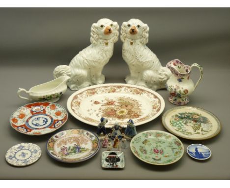 SPODE JUG, STAFFORDSHIRE DOGS, IMARI PLATE, FAMILLE VERTE PLATE and other assorted china items