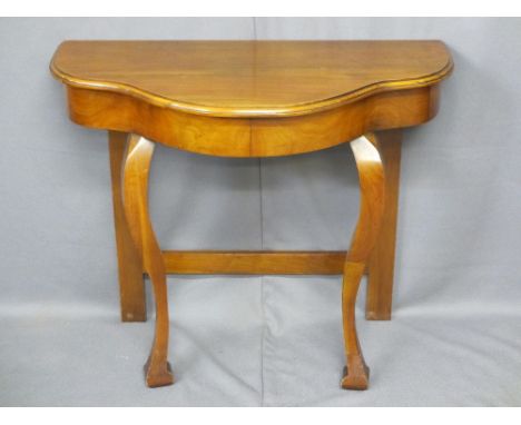 VINTAGE MAHOGANY SHAPED TOP CONSOLE TABLE, 76cms H, 90cms W, 45cms D