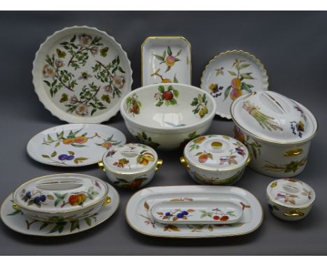 WORCESTER HEATPROOF COOKWARE, a large assemblage of Royal Worcester fruit and floral decorated cookware and Portmeirion