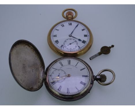 TWO GENTLEMEN'S VINTAGE POCKET WATCHES to include a silver cased Full Hunter, the Roman numeral set dial marked 'Bennett, 65 