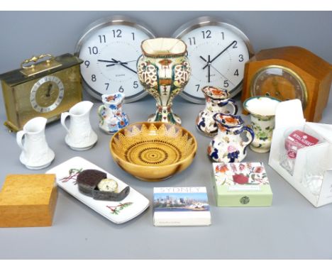 CLOCKS &amp; COLLECTABLES, mixed quantity, including two vintage and two modern kitchen wall clocks, Masons Mandalay and Char