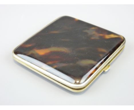 ART DECO SILVER GILT &amp; TORTOISE SHELL CIGARETTE CASE, Birmingham 1926, maker 'Percy James Finch', 8.5 x 8cms